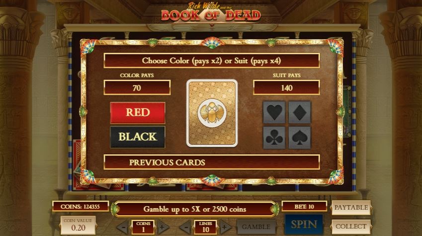 Book of Dead Gamble feature
