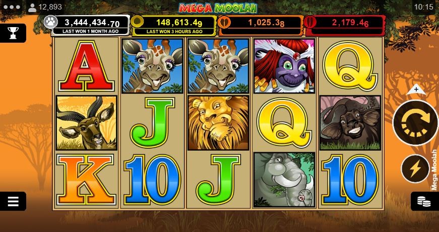 The Reels of Mega Moolah online slot